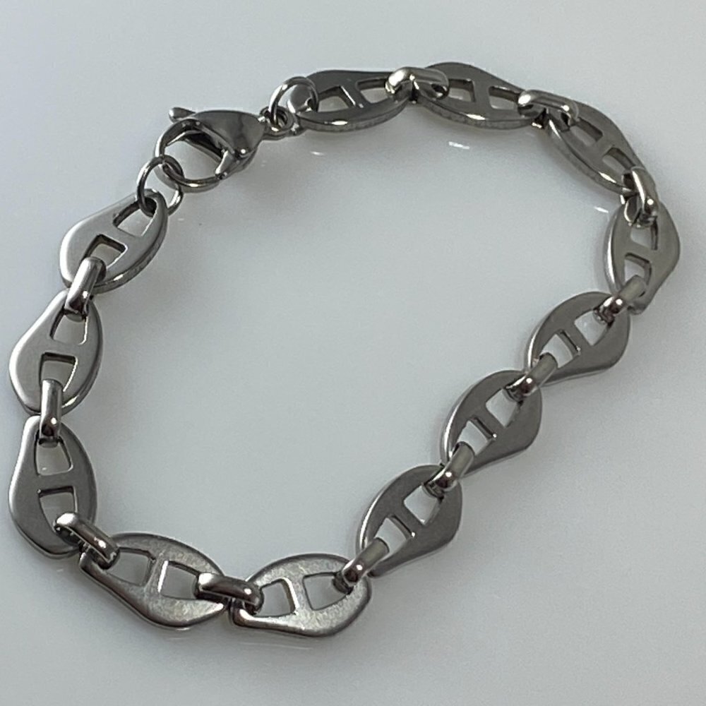 Mariner Coffee Bean Chain Link Bracelet Stainless Steel